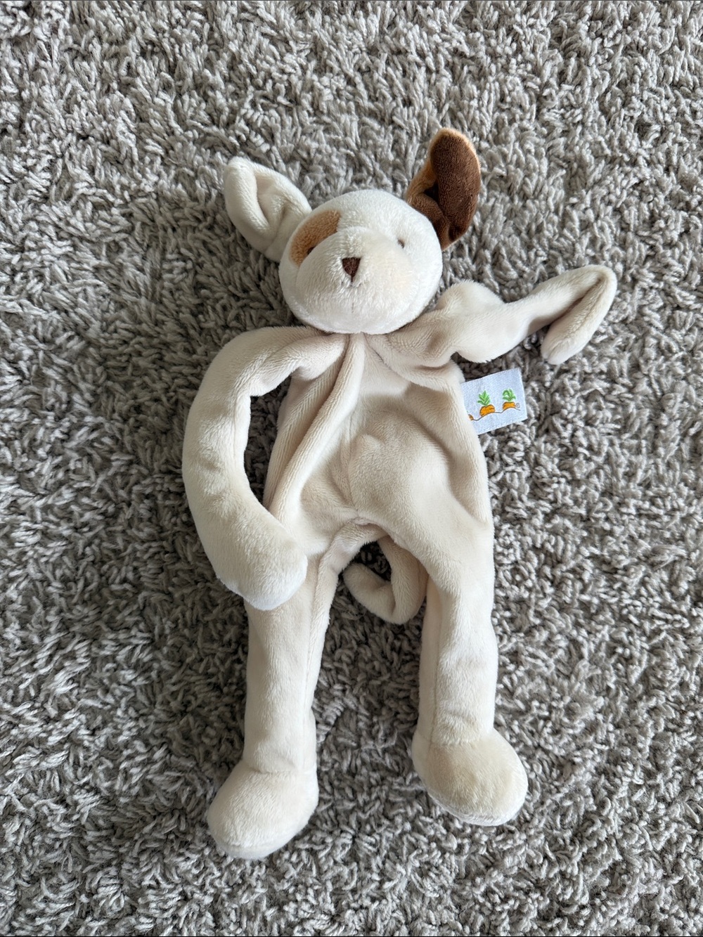 Plush Beige Puppy Pacifier/teether holder - Soft Security Blanket